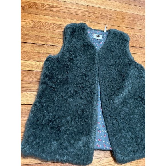 Laundry By Design Vest Women Sz L Faux Fur Open-Front Long Pile Emerald Green - Picture 3 of 8